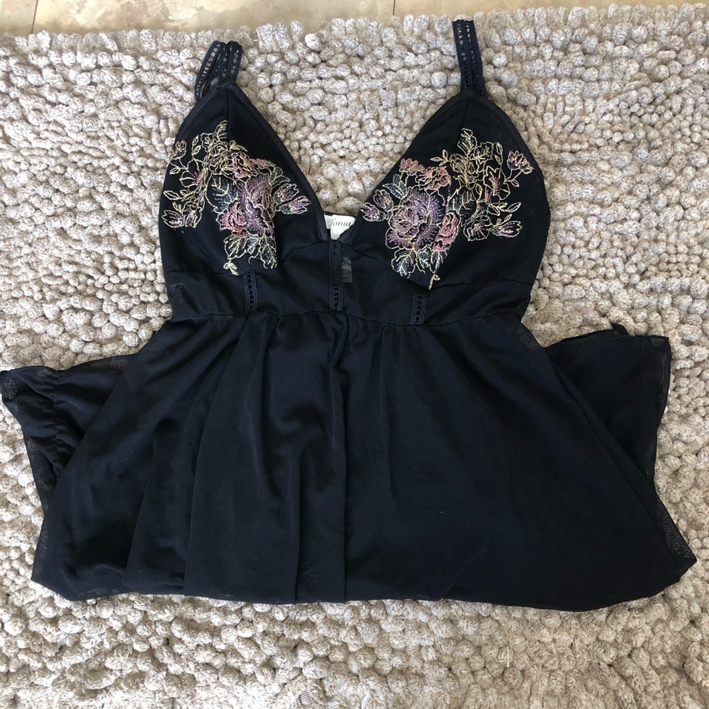 Soma Black Floral Lingerie slip dress